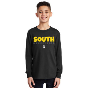 South Basketball Youth Cotton Long Sleeve Tee-Black