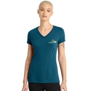 Skyline District Made Ladies Perfect Blend V-Neck Tee-Deep Turquoise Fleck