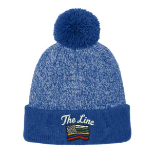 The Line Sport-Tek Halftime Heather Pom Beanie-Royal/Silver