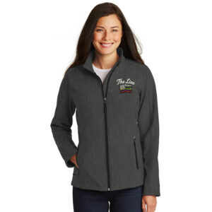 The Line Port Authority Ladies Core Soft Shell Jacket-Black/Charcoal Heather