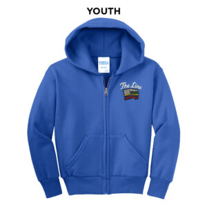 The Line  Youth core fleece full zip hooded sweatshirt-Royal