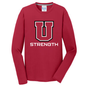 Union Strength Men Long Sleeve Essential Blended Performance Tee-Red