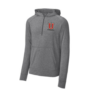 Union Strength Sport-Tek Sport-Wick Stretch 1/2-Zip Hoodie Men-Charcoal Grey Heather