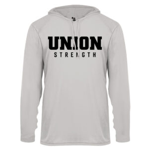 Union Strength Badger B-Core Long Sleeve Hood Tee- Silver