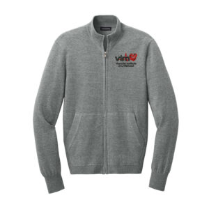 VIM Port Authority Men Easy Care Full-Zip Sweater-Medium Heather Grey