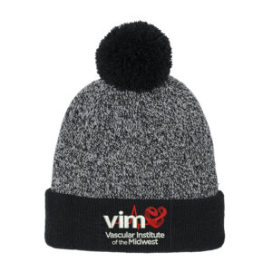 VIM Sport-Tek Halftime Heather Pom Beanie-Black/Silver