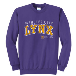 Webster City Lynx Unisex Fleece Crewneck Sweatshirt-Purple
