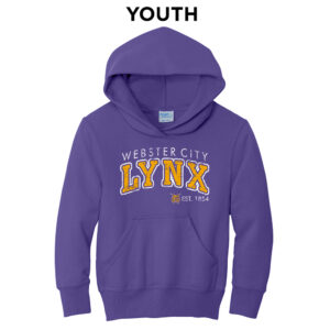 Webster City Lynx Youth Fleece Hooded Sweatshirt-Purple
