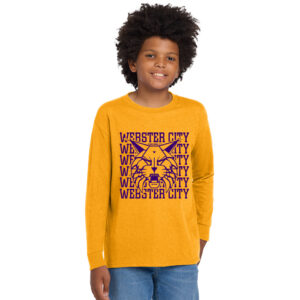Webster City Lynx Youth Cotton Long Sleeve Tee-Gold