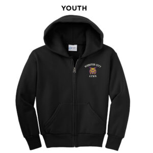 Webster City Lynx Youth core fleece full zip hooded sweatshirt-Black