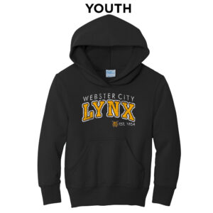 Webster City Lynx Youth Fleece Hooded Sweatshirt-Black