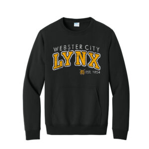 Webster City Lynx Unisex Core Fleece Crewneck Pocket Sweatshirt-Black