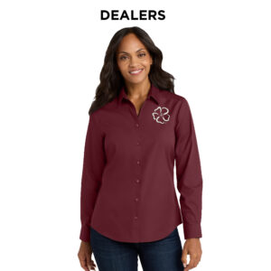 Wild Rose Casino Employee Port Authority Ladies Long Sleeve Carefree Poplin Shirt-Burgundy