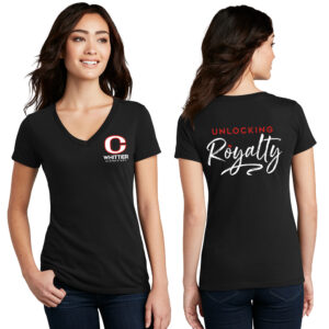 Whittier Elementary Staff District Made Ladies Perfect Blend V-Neck Tee-Black