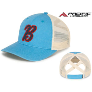 BPV Bombers BB Pacific Headwear Ladies Ponytail Cap-Light Blue/Beige