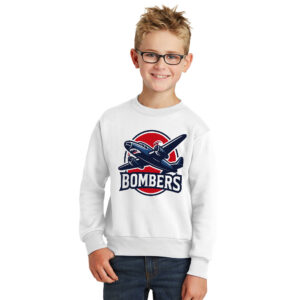 BPV Bombers BB Youth Fleece Crewneck Sweatshirt-White