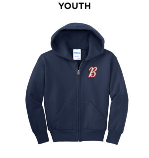 BPV Bombers BB Youth Core Fleece Full Zip Hooded Sweatshirt-Navy