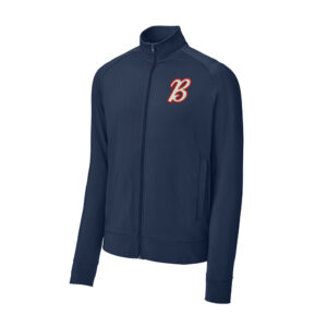 BPV Bombers BB Sport Tek Men Sport Wick Stretch Full Zip Cadet Jacket-Navy