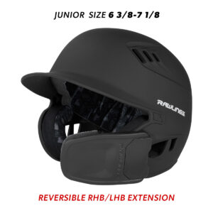 Bett BB Rawlings R16 Matte Finish batting helmet with reversible extention – (63/8-71/8)-Matte Black