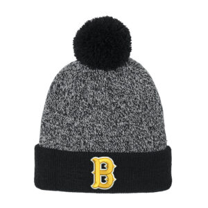 Bett BB Sport-Tek Halftime Heather Pom Beanie-Black/Silver