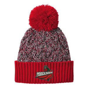 Boone BB New Era Marled Knit Pom Beanie-Scarlet/Black/White