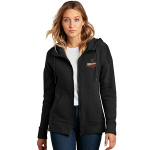 Boone BB District Women’s Perfect Weight Fleece Drop Shoulder Full-Zip Hoodie-Black