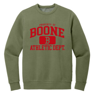 Boone BB Rah Rah District Wash Fleece Crew-Olive Drab Green