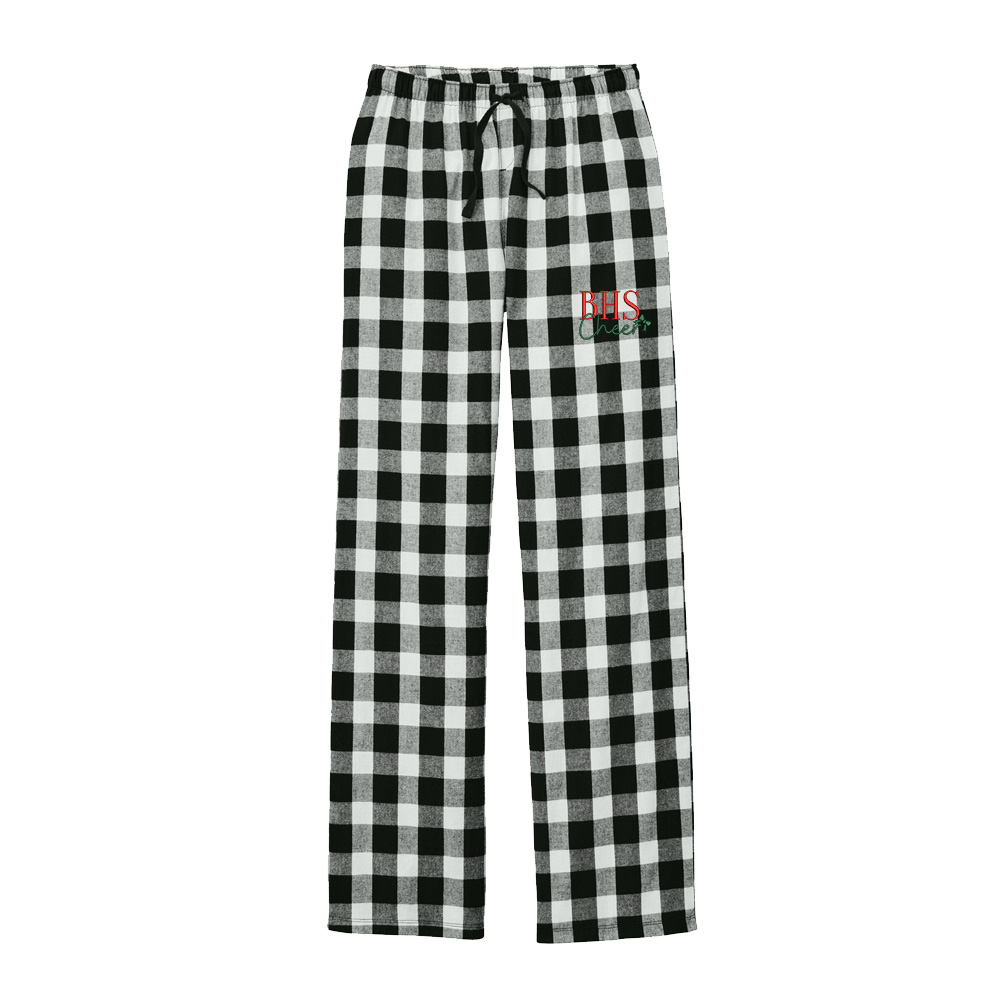 Boone Cheer District Women Flannel Plaid Pant-Black White Buffalo Check