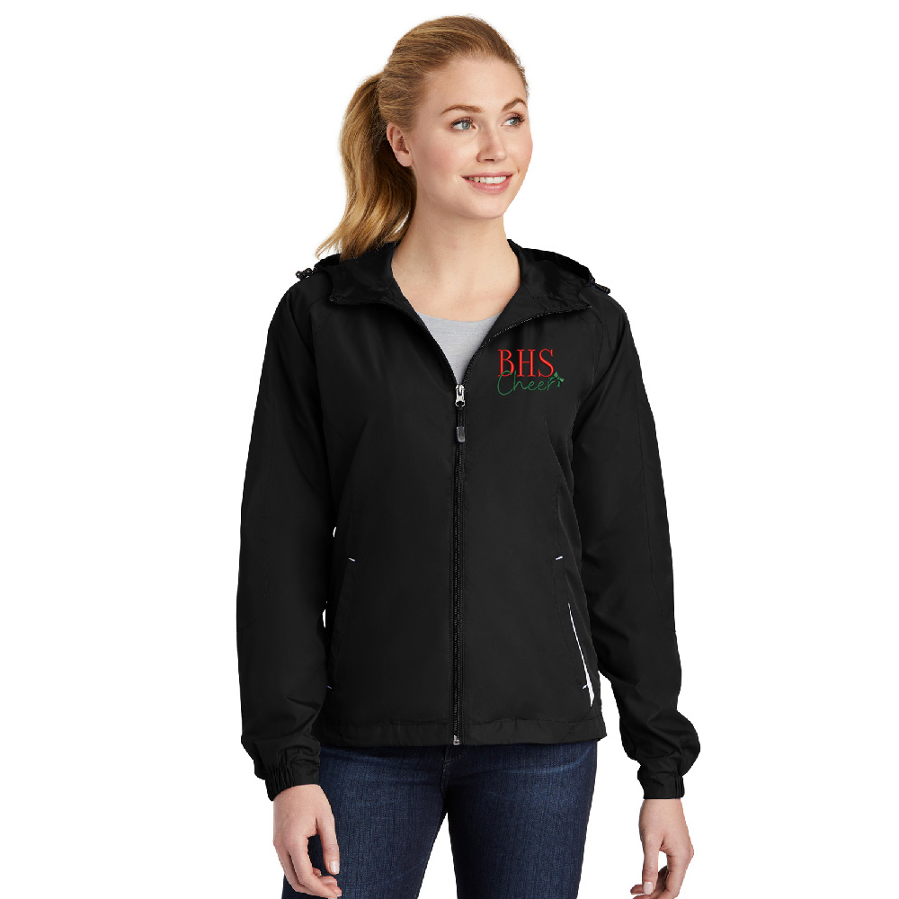 Boone Cheer Sport-Tek Ladies Colorblock Hooded Jacket-Black/White