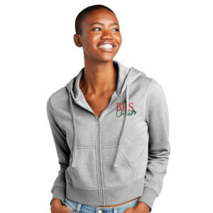 Boone Cheer District Women’s V.I.T. Fleece Full-Zip Hoodie Crop-Light grey heather