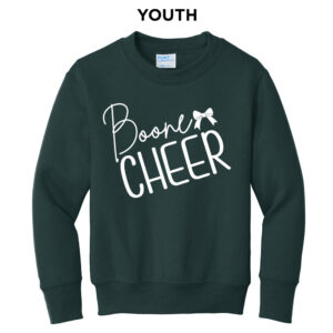 Boone Cheer Youth Fleece Crewneck Sweatshirt-Dark Green