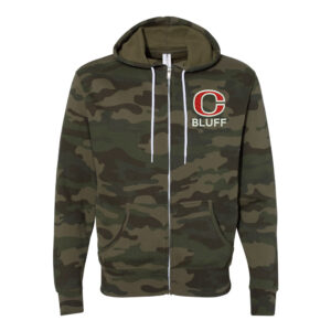 Bluff Elementary Independent Trading Co.Unisez  Full-Zip Hooded Sweatshirt-Forest Camo