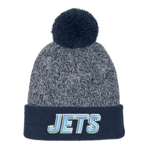 BPV Jets 9U Sport-Tek Halftime Heather Pom Beanie-Navy/Silver