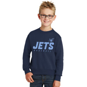 BPV Jets 9U Youth Fleece Crewneck Sweatshirt-navy