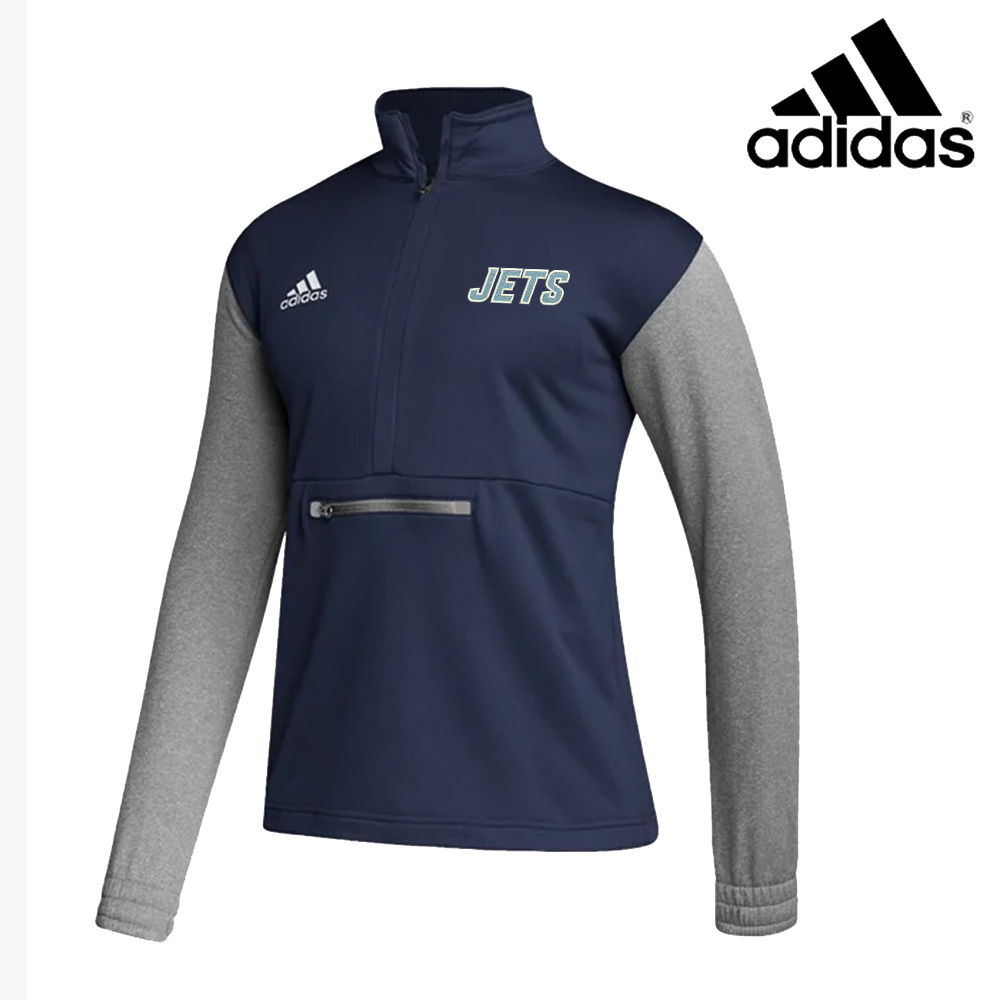 BPV Jets 9U Adidas Team Issue color block 1/4 zip pullover -Team Navy/Grey (4X only)
