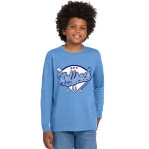 BPV Wolfpack Youth Cotton Long Sleeve Tee-Carolina Blue