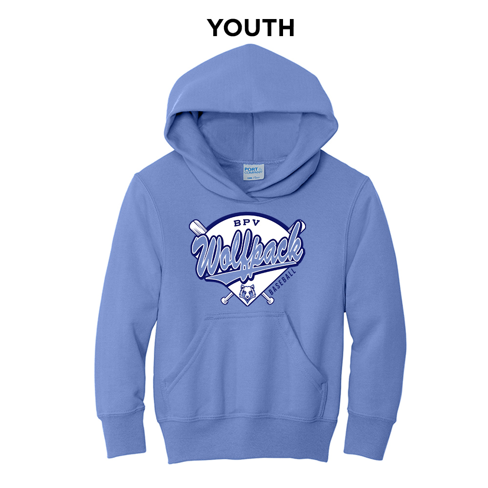 BPV Wolfpack Youth Fleece Hooded Sweatshirt-Carolina Blue