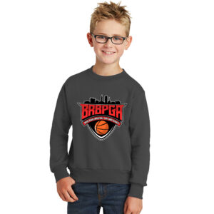 Baton Rouge Post Grad BB Youth Fleece Crewneck Sweatshirt-Charcoal