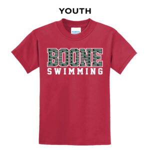 Boone Swimming Youth Short Sleeve Tee-Red