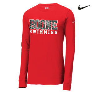 Boone Swimming Nike Dri-FIT Cotton/Poly Long Sleeve Tee Men-University Red
