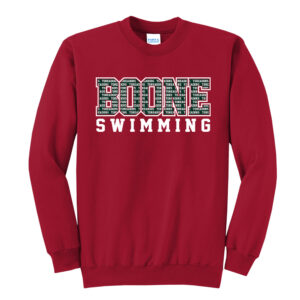 Boone Swimming Unisex Fleece Crewneck Sweatshirt-Red