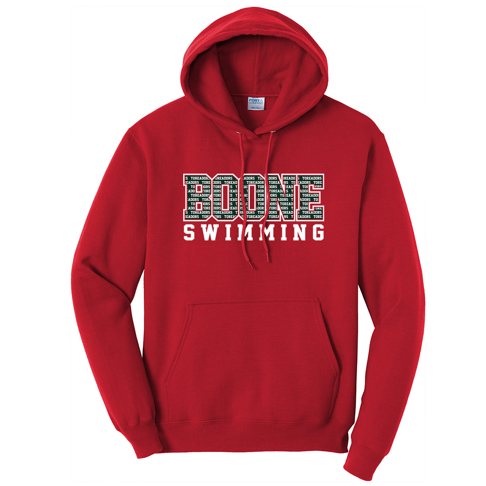 Boone Swimming Unisex Fleece Hooded Sweatshirt-Red