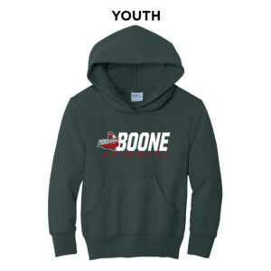 Boone Swimming Youth Fleece Hooded Sweatshirt-Dark Green