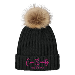 Core Beauty Port Authority Faux Fur Pom Beanie-Deep Black