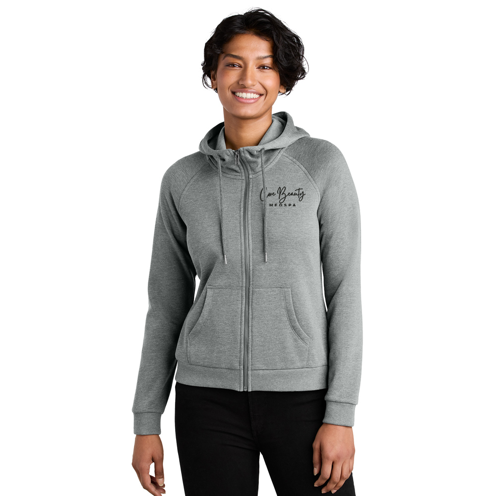 Core Beauty Allmade Women's Organic CVC Fleece Full Zip Pullover Hooded Sweatshirt-Aluminum Grey Heather
