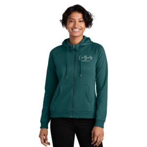 Core Beauty Allmade Women’s Organic CVC Fleece Full Zip Pullover Hooded Sweatshirt-Deep Sea Green