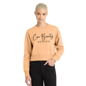 Core Beauty District Women’s Perfect Weight Fleece Cropped Crew-Apricot