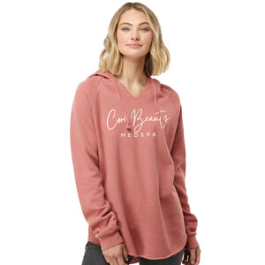 Core Beauty Independent Trading Co. – Women’s Lightweight California Wave Wash Hooded Sweatshirt-Dusty Rose