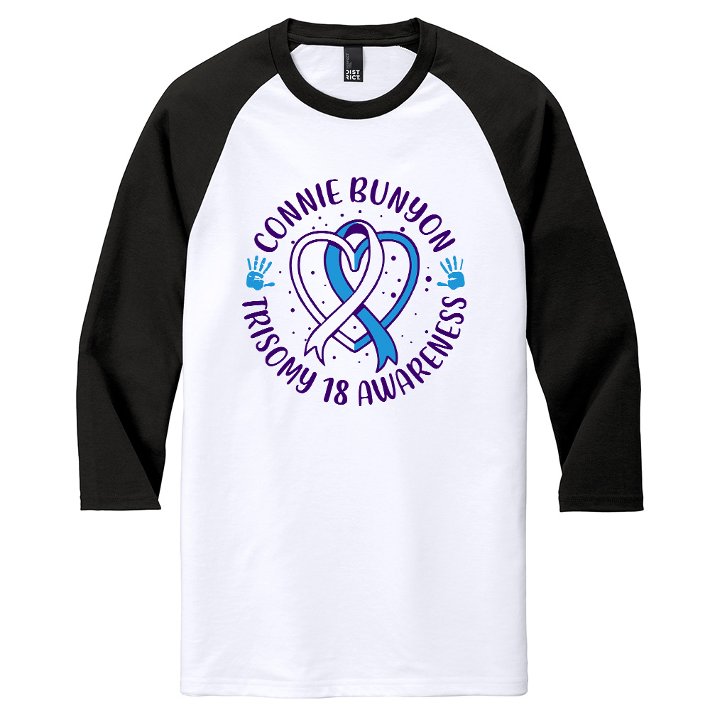 Connie District Made Mens Perfect Tri 3/4-Sleeve Raglan-Black/White