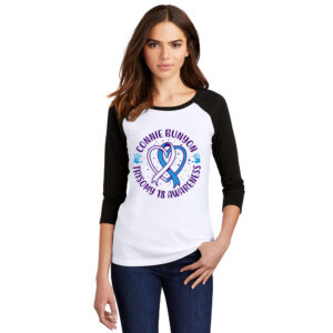 Connie District Made Ladies Perfect Tri 3/4-Sleeve Raglan-Black/White